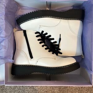 Madden Girl White Combat Boots